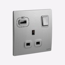 [281134DS] 13A 1G SWITCH SOCKET+USB A MALLIA SENSES DARK SILVER - LEGRAND